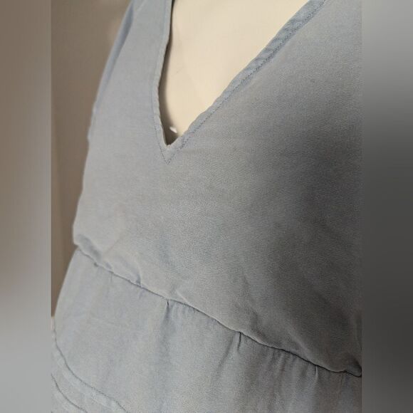 7 for all mankind blue balloon baby doll open back mini dress Large - Picture 5 of 10